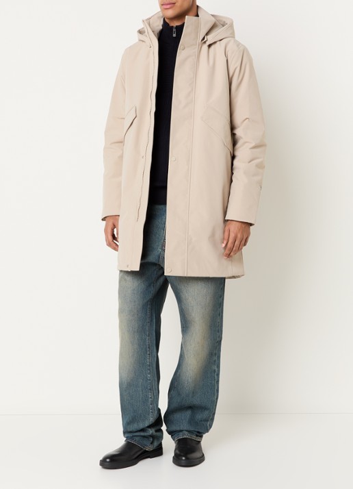 Elvine Janne gewatteerde parka met klepzakken - voorkant 4 donkerbeige