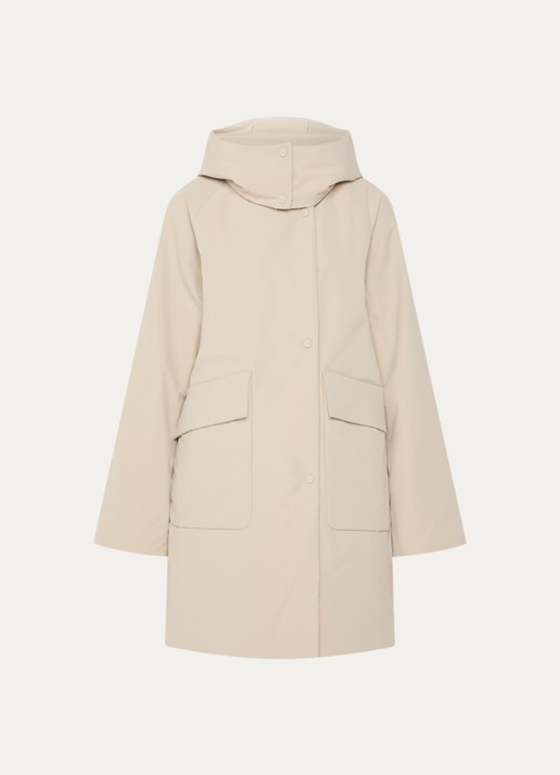 Elvine Myra gewatteerde parka met afneembare capuchon en waterafstotende coating - voorkant 2 zand