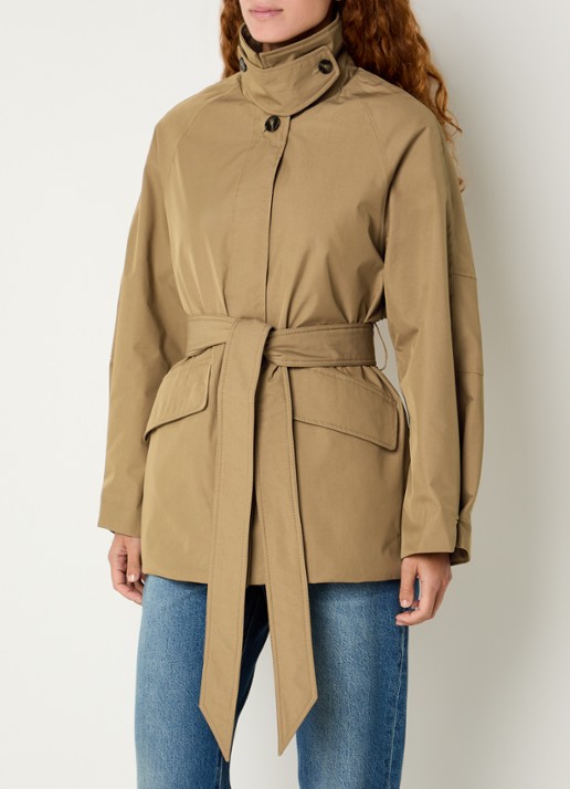 Elvine Roya trenchcoat met opstaande kraag en strikceintuur - detail 4 camel