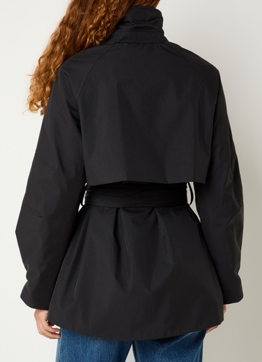 Elvine Roya trenchcoat met opstaande kraag en strikceintuur - achterkant 3 zwart
