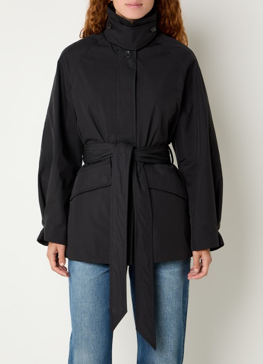 Elvine Roya trenchcoat met opstaande kraag en strikceintuur - detail 4 zwart