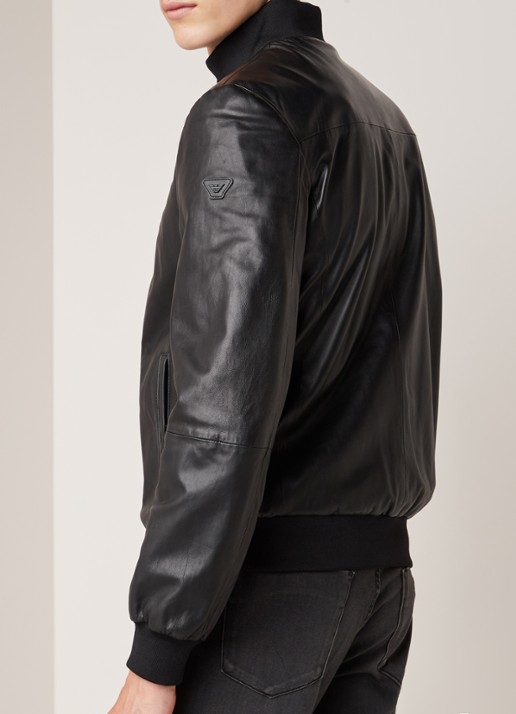 Emporio Armani Bomberjack van lamsleer - achterkant 4 zwart