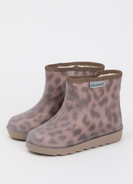 EN FANT Thermo regenlaars met panterprint en logo - voorkant 2 lichtbruin