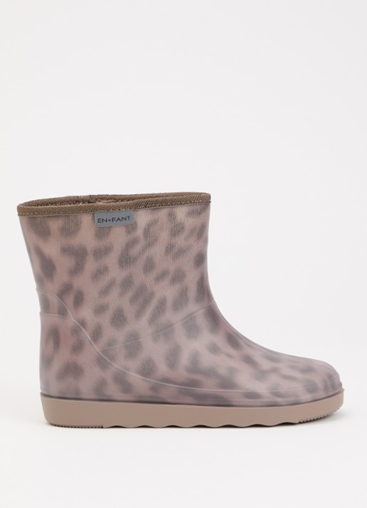 EN FANT Thermo regenlaars met panterprint en logo - voorkant 3 lichtbruin