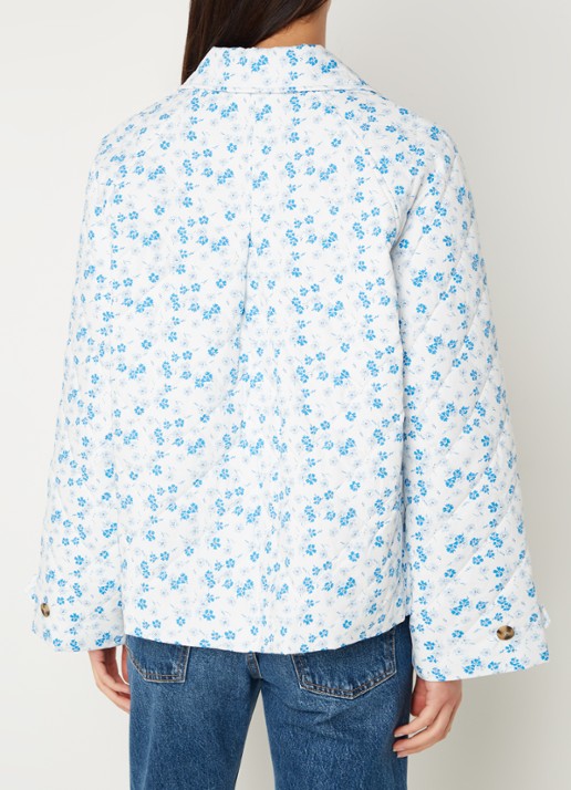 Envii Encamellia gewatteerd jack met bloemenprint - achterkant 5 blauw