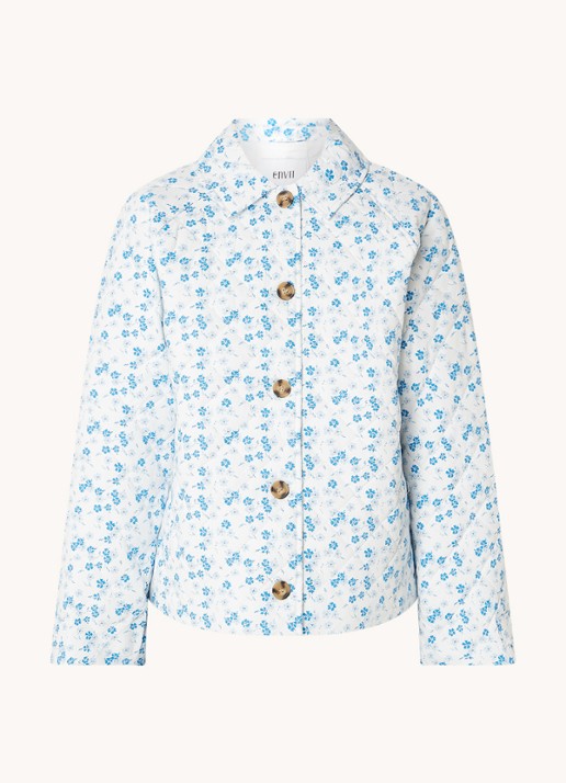 Envii Encamellia gewatteerd jack met bloemenprint - voorkant 3 blauw