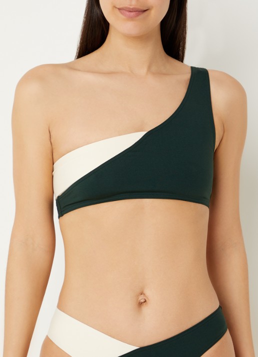 Eres Paradoxe one shoulder bikinitop - voorkant 3 donkergroen