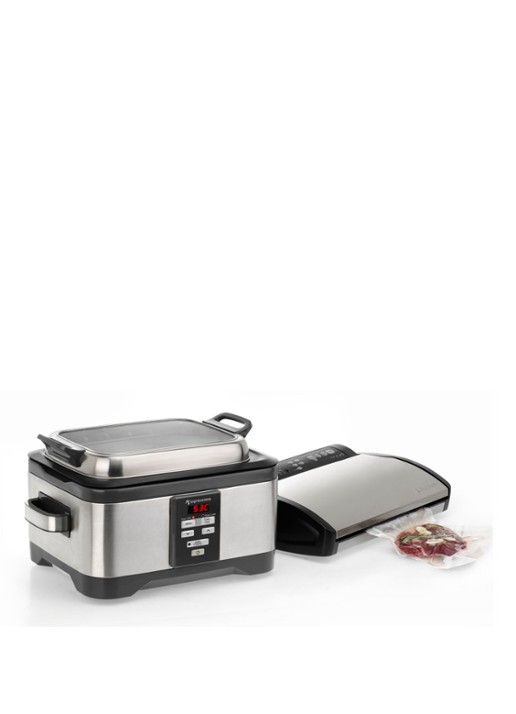 Espressions Duo Sous-Vide EP4000 + slowcooker 5,5 liter - voorkant 2 middengrijs