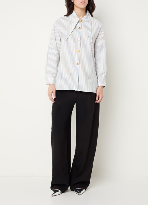 Essentiel Antwerp Blouse met kraag - voorkant 4 lichtblauw