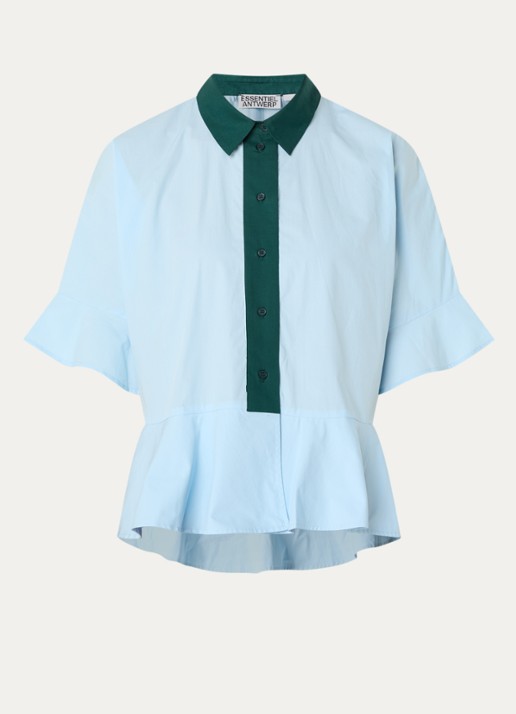 Essentiel Antwerp Blouse met kraag - voorkant 3 lichtblauw