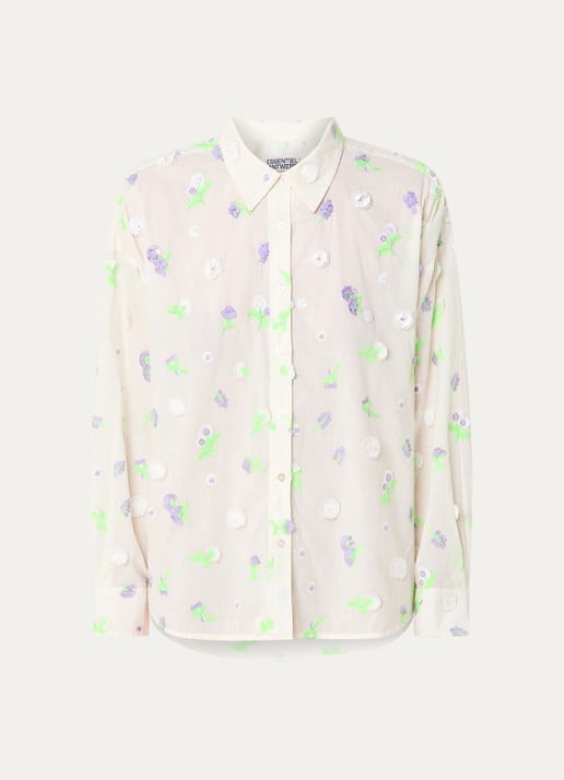 Essentiel Antwerp Blouse met pailletten en borduring - voorkant 2 creme