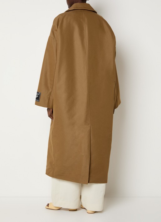 Essentiel Antwerp Double-breasted trenchcoat met logo - achterkant bruin