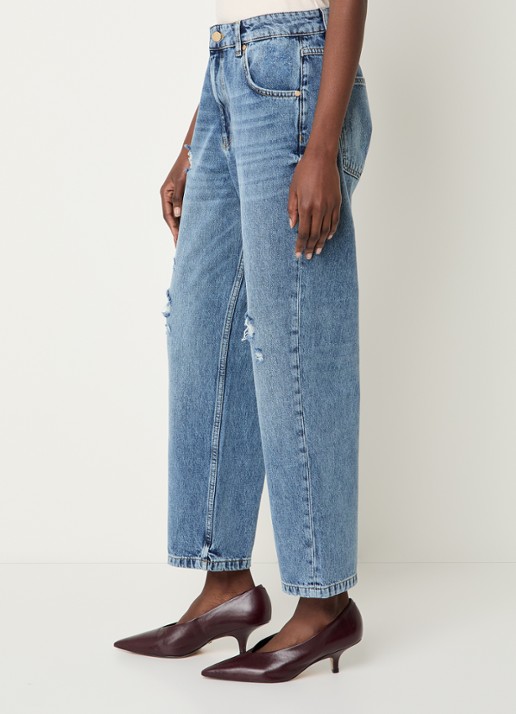 Essentiel Antwerp High waist cropped jeans met destroyed afwerking - detail 3 indigo