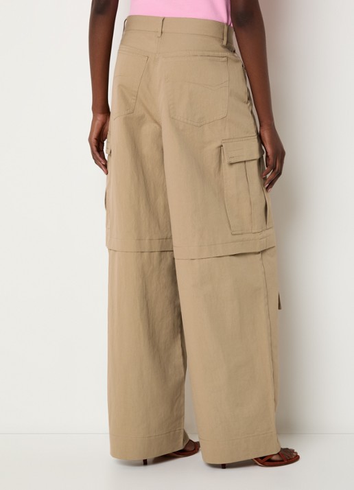 Essentiel Antwerp High waist loose fit cargobroek met steekzakken - achterkant 3 cognac