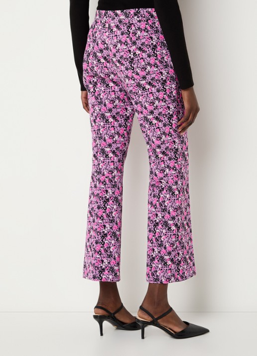 Essentiel Antwerp High waist straight fit cropped pantalon met jacquard dessin - achterkant paars