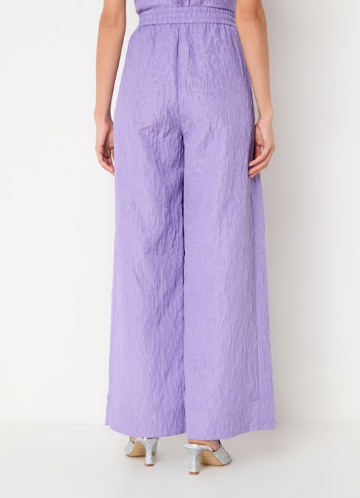 Essentiel Antwerp High waist wide fit broek met jacquard dessin - achterkant 4 paars