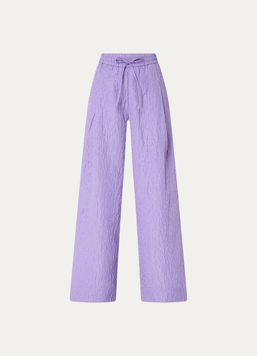 Essentiel Antwerp High waist wide fit broek met jacquard dessin - voorkant 2 paars