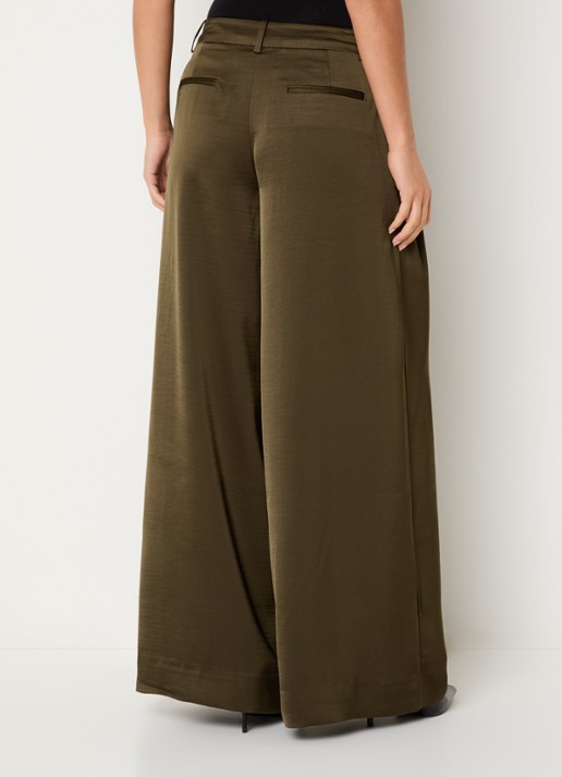 Essentiel Antwerp High waist wide fit pantalon met steekzakken - achterkant 2 bronsgroen