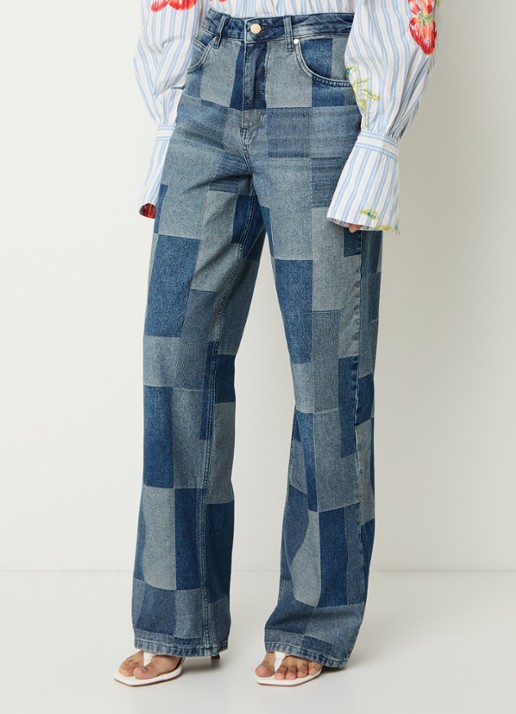 Essentiel Antwerp High waist wide leg jeans met patchwork