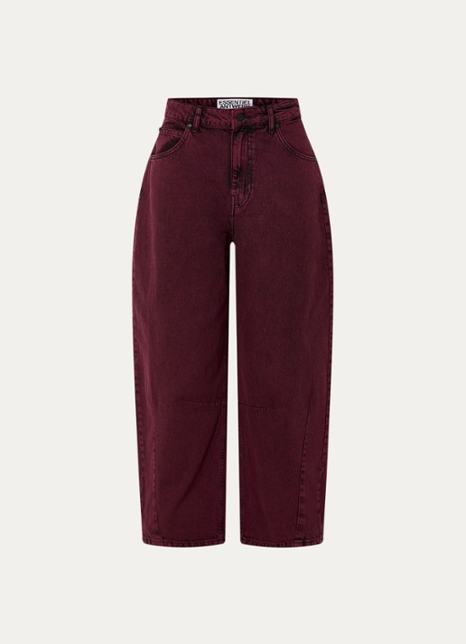 Essentiel Antwerp Impressive high waist loose fit jeans met gekleurde wassing - voorkant 4 bordeauxrood