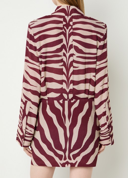 Essentiel Antwerp Isniper mini tuniekjurk met zebraprint - achterkant 4 bordeauxrood