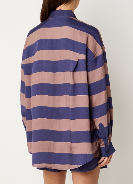 Essentiel Antwerp Jaim blouse met streepprint - achterkant paars
