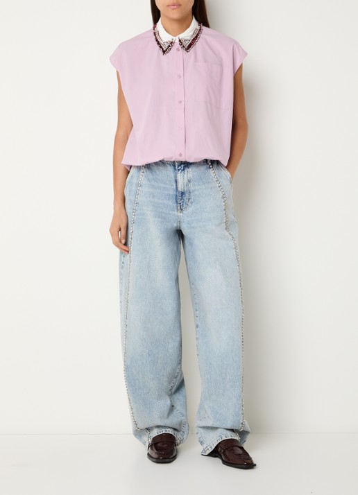 Essentiel Antwerp Janky blouse met strass - voorkant 3 lila