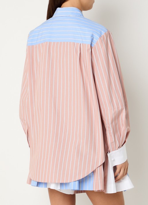 Essentiel Antwerp Jatch blouse met streepprint - achterkant zalmroze