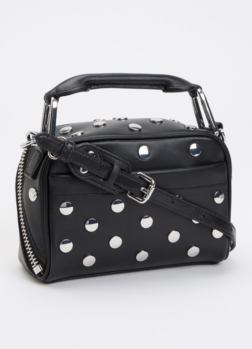 Essentiel Antwerp Jeri Mini handtas van leer met studs en afneembare schouderriem - achterkant zwart