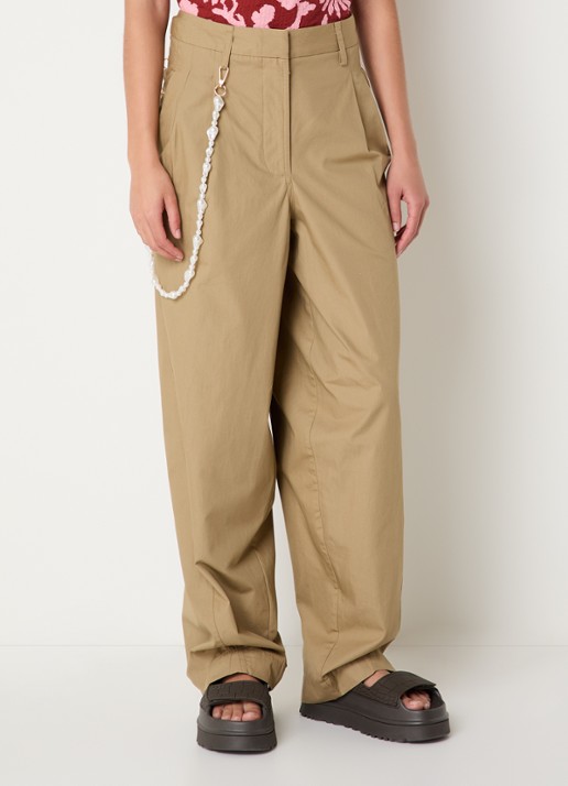 Essentiel Antwerp Jesuis high waist tapered fit chino met imitatieparels
