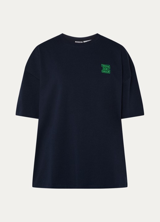 Essentiel Antwerp Jetna T-shirt met logo - voorkant 2 blauw