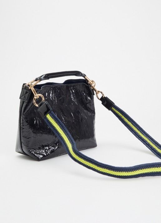 Essentiel Antwerp Jhossi handtas van leer met afneembare schouderriem - achterkant donkerblauw