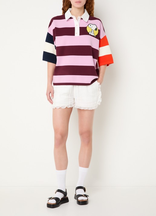 Essentiel Antwerp Jice polo met front- en backprint - voorkant 2 roodbruin