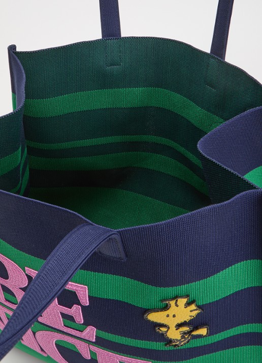Essentiel Antwerp Jobba shopper met streepprint en borduring - detail 2 donkerblauw