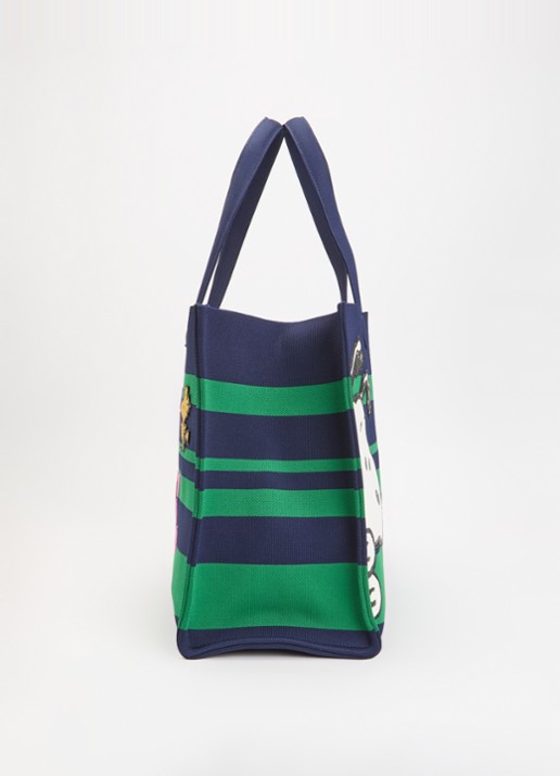 Essentiel Antwerp Jobba shopper met streepprint en borduring - detail 3 donkerblauw