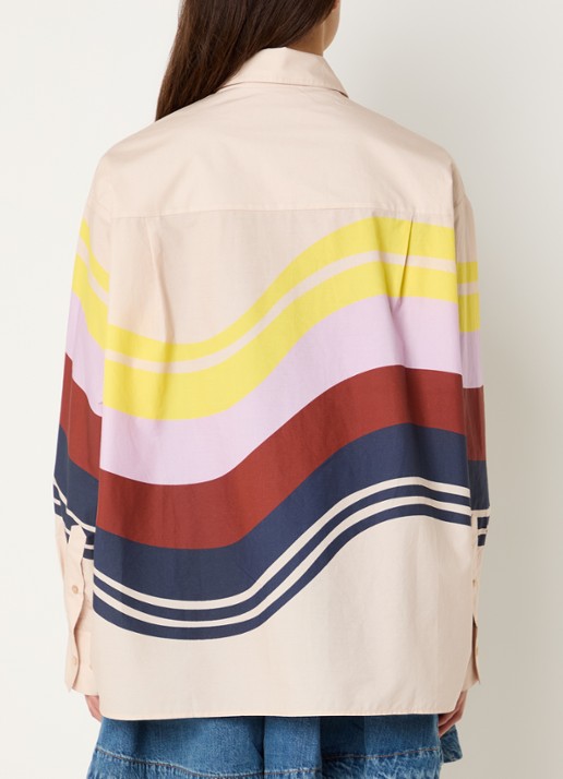 Essentiel Antwerp Joppy blouse met streepprint - achterkant beige