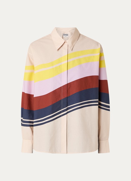 Essentiel Antwerp Joppy blouse met streepprint - voorkant 2 beige