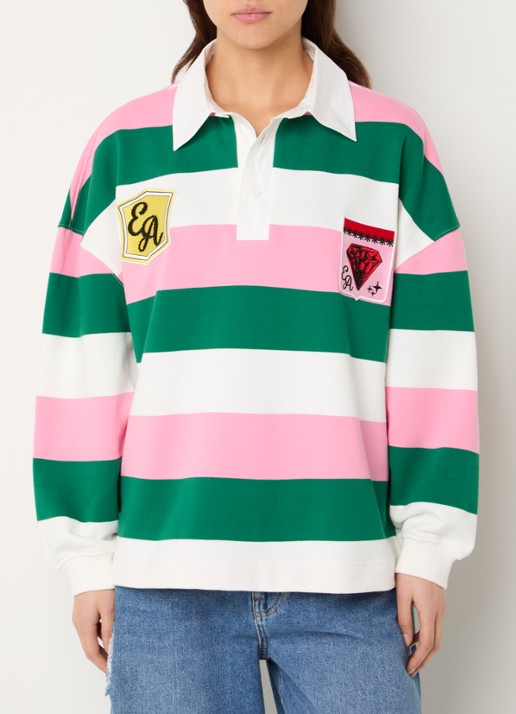 Essentiel Antwerp Joueur sweater met polokraag en borduring