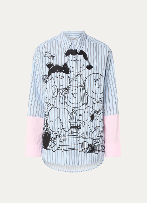 Essentiel Antwerp Jown blouse met print - voorkant 2 blauw