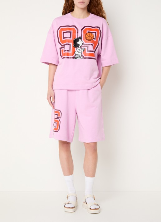Essentiel Antwerp Jumpi sweater met front- en backprint - voorkant 4 donkerrood