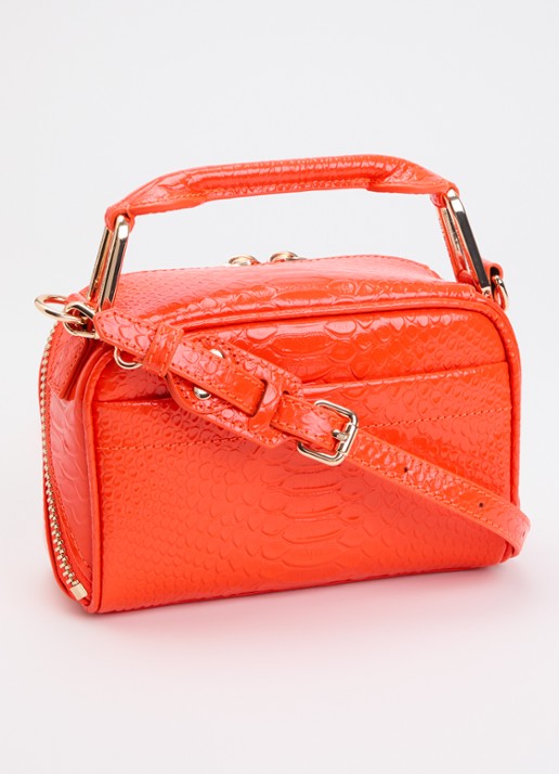 Essentiel Antwerp Jussi Mini handtas van leer met studs en afneembare schouderriem - achterkant oranje