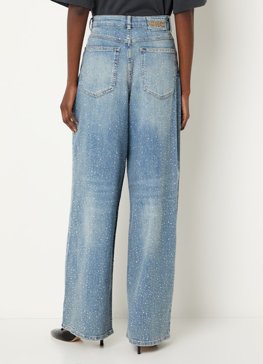 Essentiel Antwerp Kactus low waist loose fit jeans met strass en steekzakken - achterkant 5 jeans