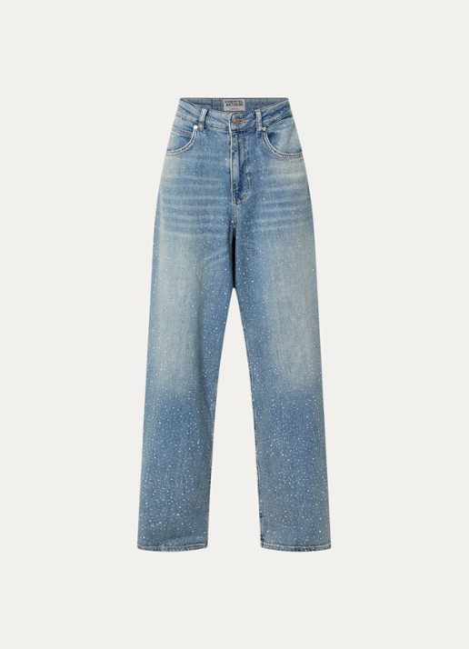 Essentiel Antwerp Kactus low waist loose fit jeans met strass en steekzakken
