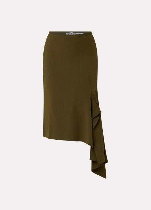 Essentiel Antwerp Kap midi kokerrok met stretch - voorkant 3 bronsgroen