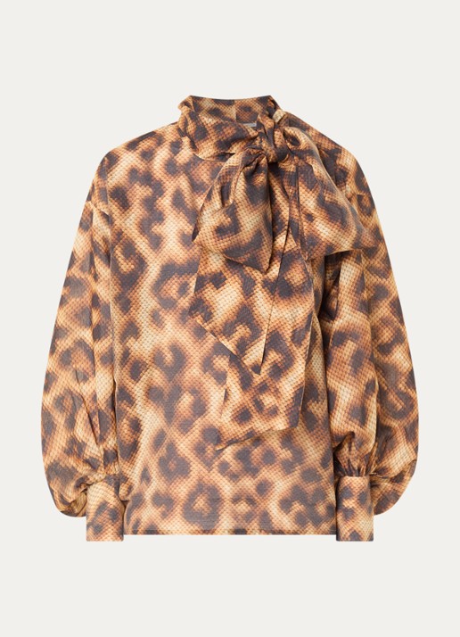 Essentiel Antwerp Karismatic top met sjaalkraag - voorkant bruin