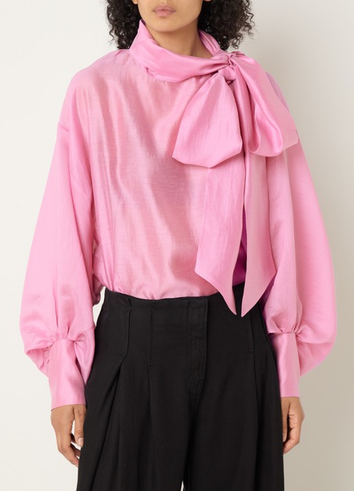 Essentiel Antwerp Karismatic top met sjaalkraag - detail 4 roze