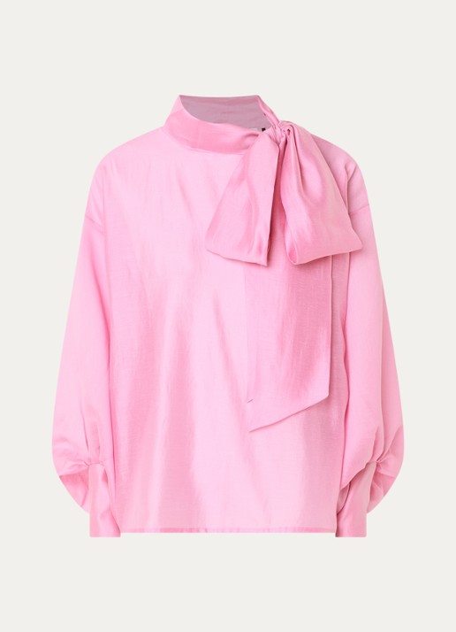 Essentiel Antwerp Karismatic top met sjaalkraag - voorkant roze