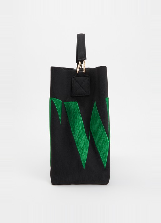Essentiel Antwerp Karoll shopper met logoborduring en afneembare schouderriem - detail 2 zwart