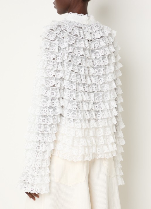 Essentiel Antwerp Kashvi semi-transparante top van mesh - achterkant 4 wit
