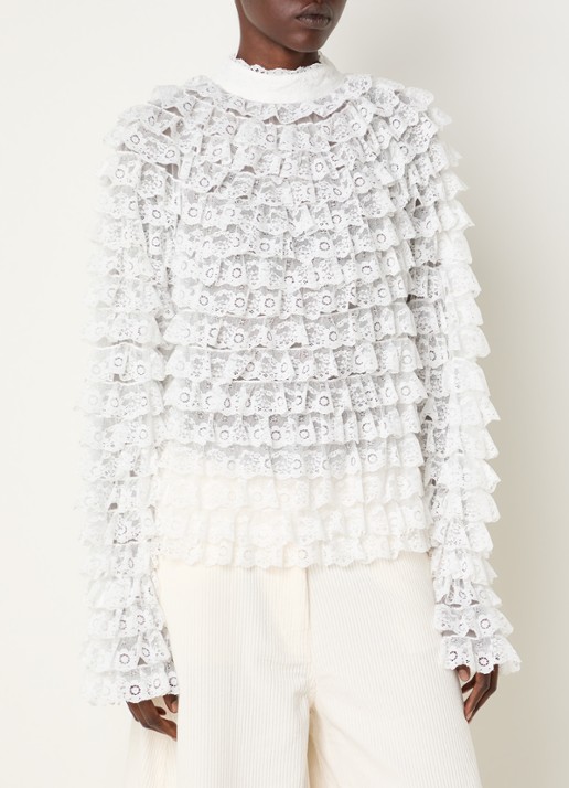 Essentiel Antwerp Kashvi semi-transparante top van mesh - detail 3 wit